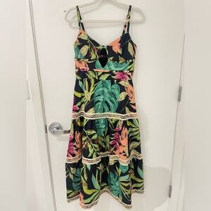 PatBO Tropicalia Jute Trim Midi Dress